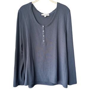 LOFT Blue Gray Henley Sweater Size XL